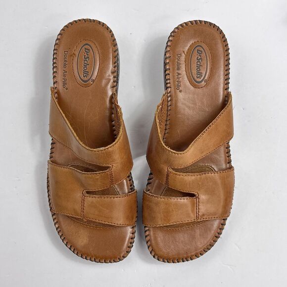 Dr. Scholl's Shoes Womens 7.5 Brown San Remo Leather Slide Sandals Wedge - Picture 8 of 12